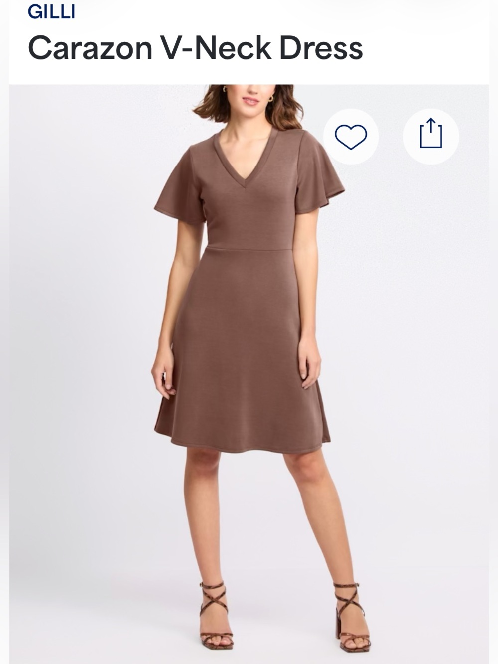 Gilli V-Neck Fit-and-Flare Dress — Brown